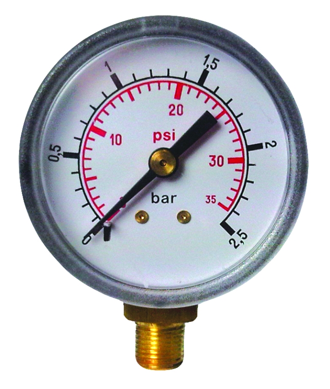 Pressure Gauge, Bottom Entry, Steel case floMAX